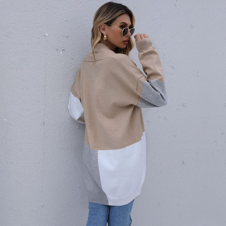 Damen Langer Cardigan mit modischem Farbblocking und weichem Strick Drune