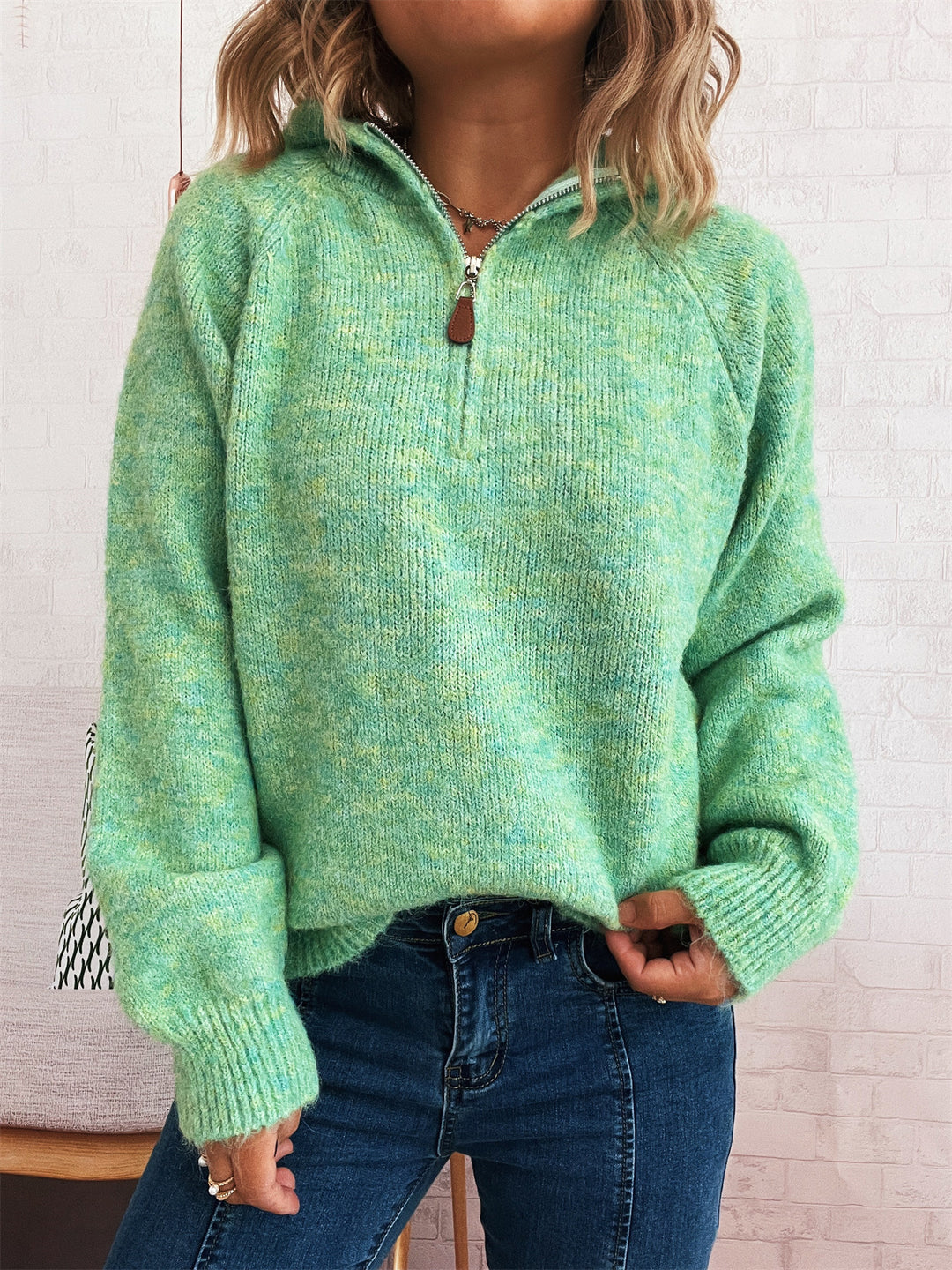 Damen kuscheliger Kapuzenpullover mit Zipper und modernem Rippdesign Drune