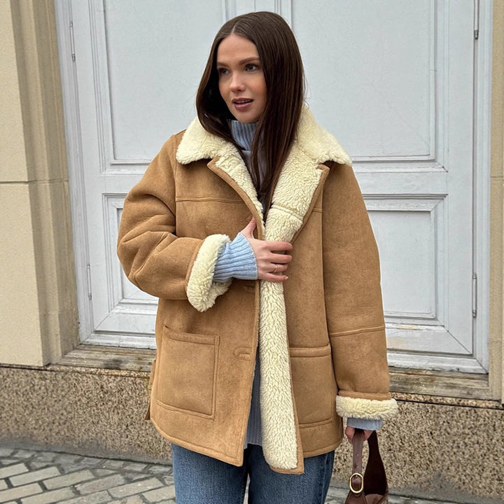 Damen Oversized Kunstfelljacke im lässigen Schnitt Drune