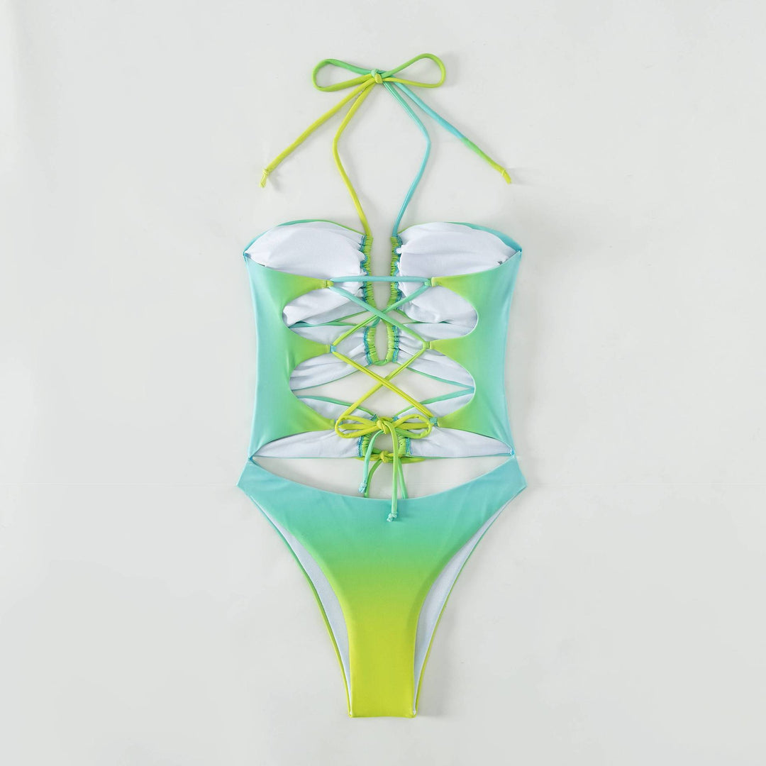 Damen Cut-Out Badeanzug mit Raffung und Trendfarben Drune