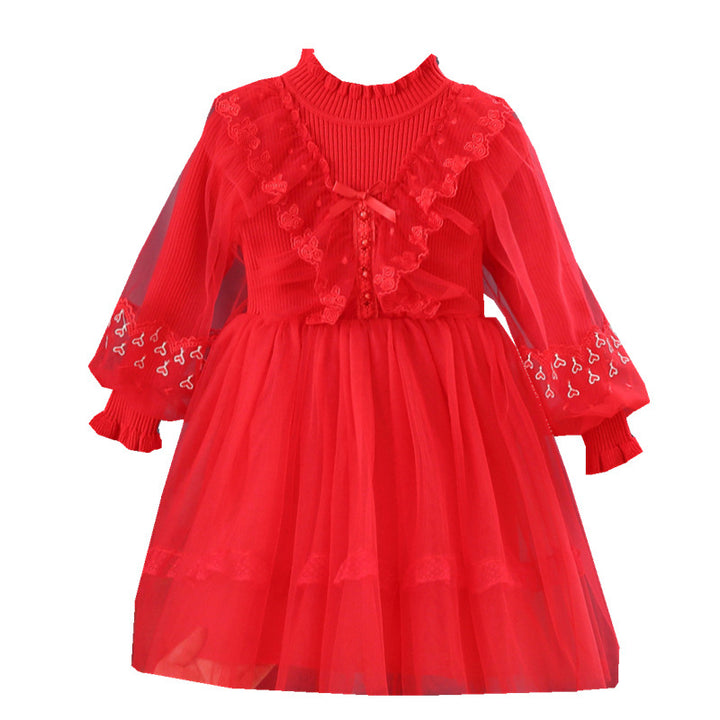 Mädchen festliches Tüllkleid mit Rüschendetails Drune