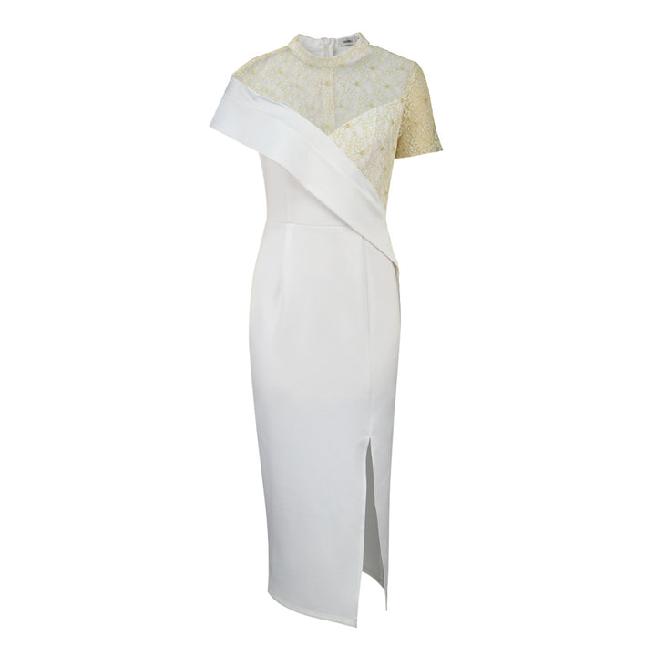 Damen Elegantes Abendkleid mit Spitzeneinsatz und asymmetrischem Schnitt Drune