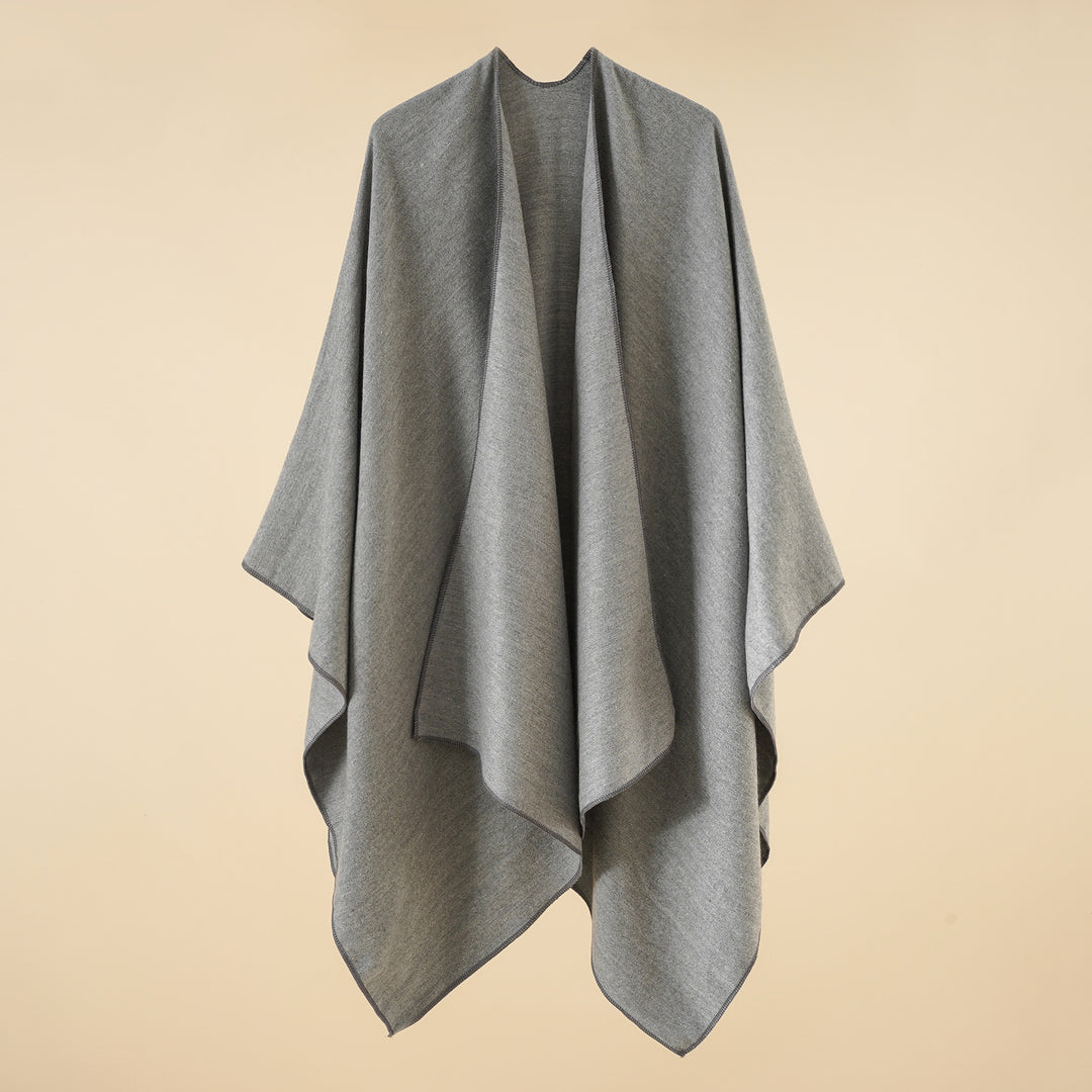 Damen Eleganter Wickelp Poncho aus weichem Wollmix Drune