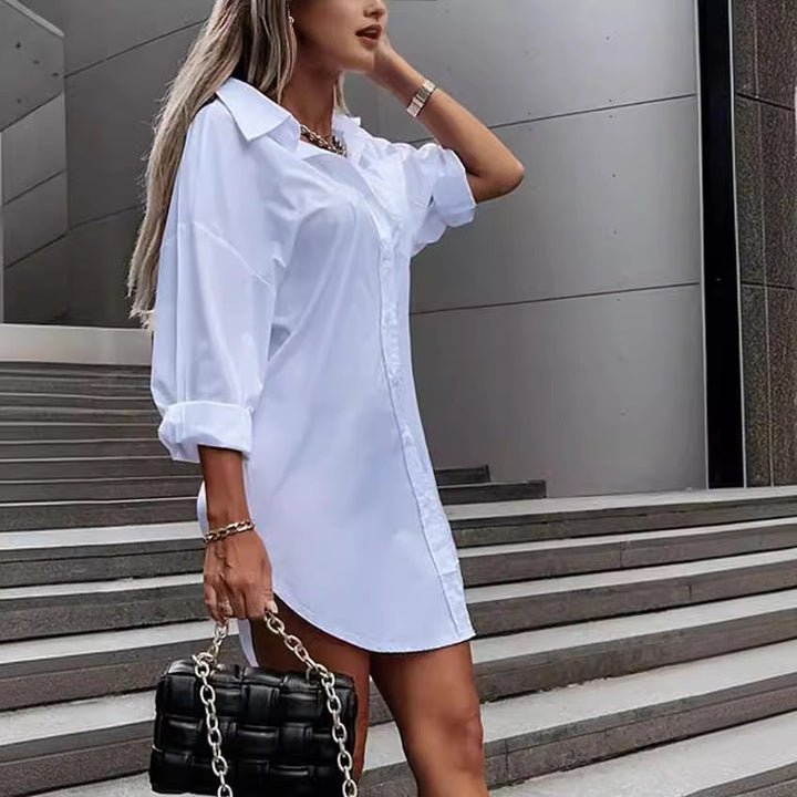 Damen chemisierter Oversized-Hemdblusenkleid Drune