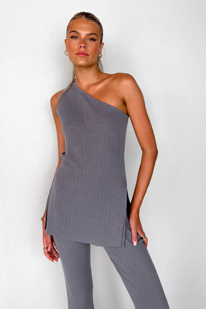 Damen lässiges asymmetrisches Oberteil mit passender Hose Drune