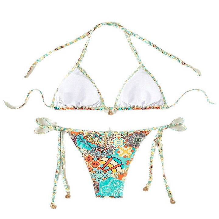 Damen Triangel-Bikini mit buntem Vintage-Muster Drune