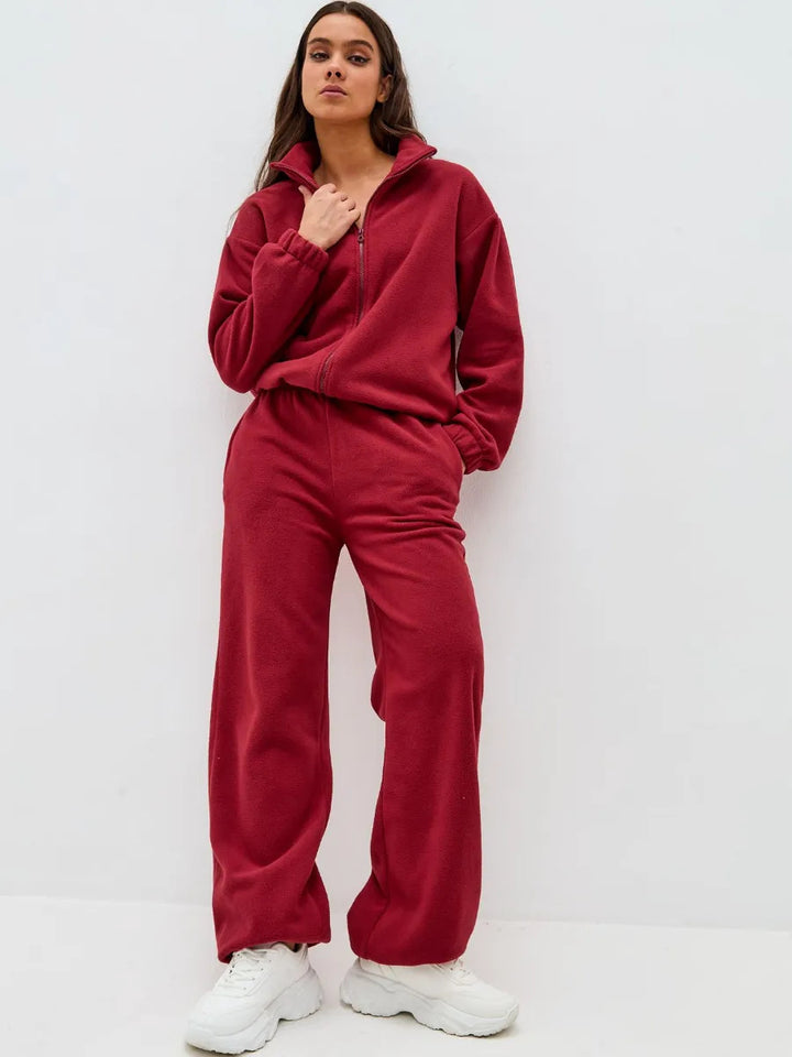 Damen Sportliche und bequeme Set mit Stehkragen Drune