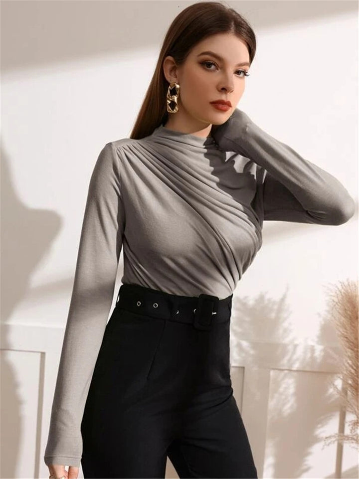 Damen Langarm-Shirt mit elegantem Wickeldesign Drune