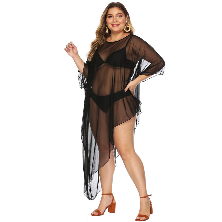 Damen eleganter Strandüberwurf aus leichtem Netzmaterial Drune