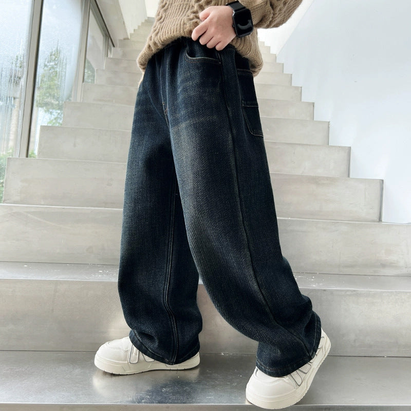 Herren weit geschnittene Denim-Hose mit tiefen Taschen Drune