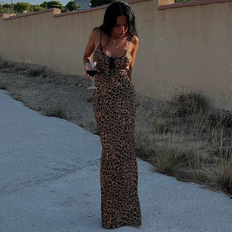 Damen Leichtes Maxikleid mit verführerischem Leo-Print Drune