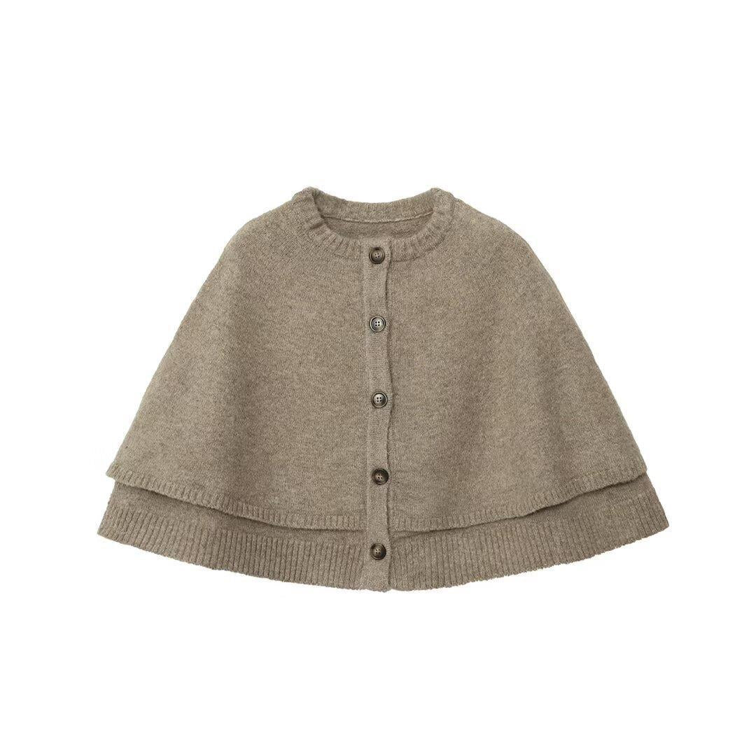 Damen modische Strickumhangjacke mit eleganten Knöpfen Drune
