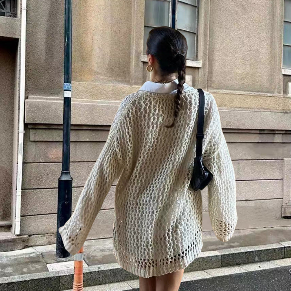 Damen Netzpullover im urbanen Stil mit lockerer Passform Drune