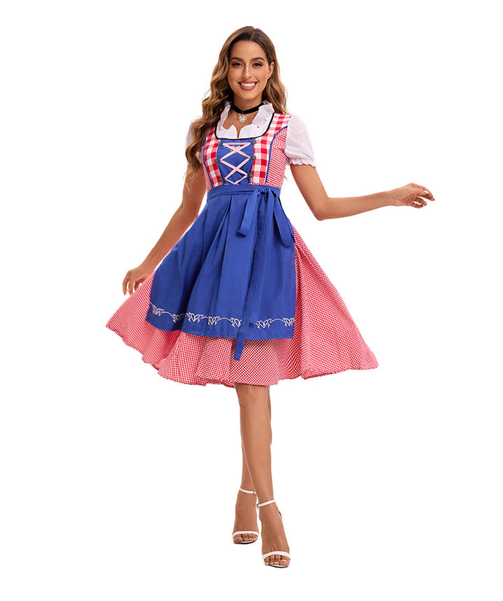 Damen nan traditionelles Dirndlkleid mit tailliertem Mieder, Schnürung vorn und beiliegender Schürze Drune