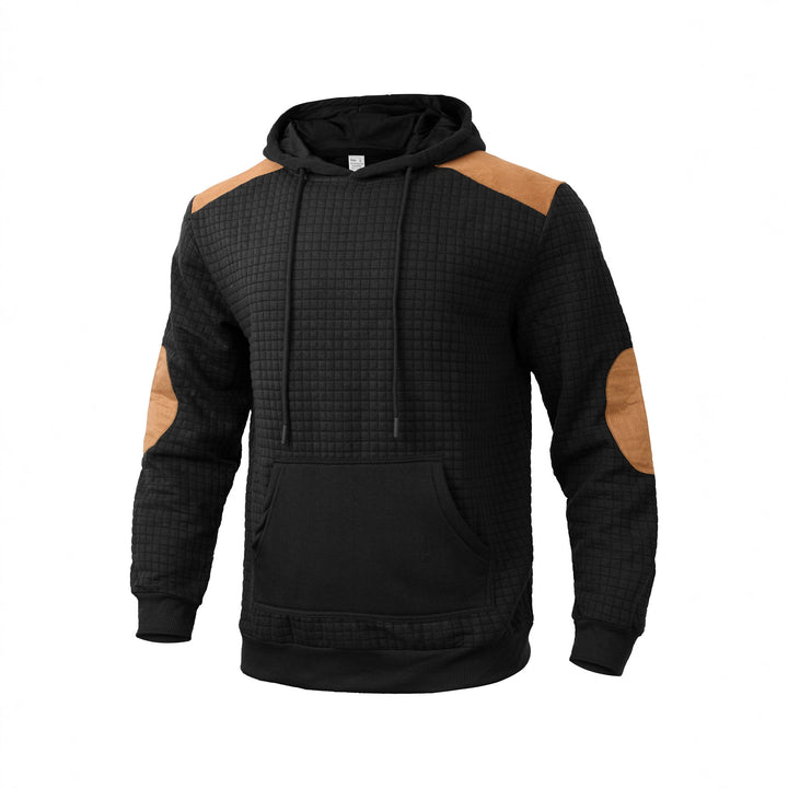 Herren modischer Kapuzenpullover mit strukturiertem Design und Kunstlederakzenten Drune