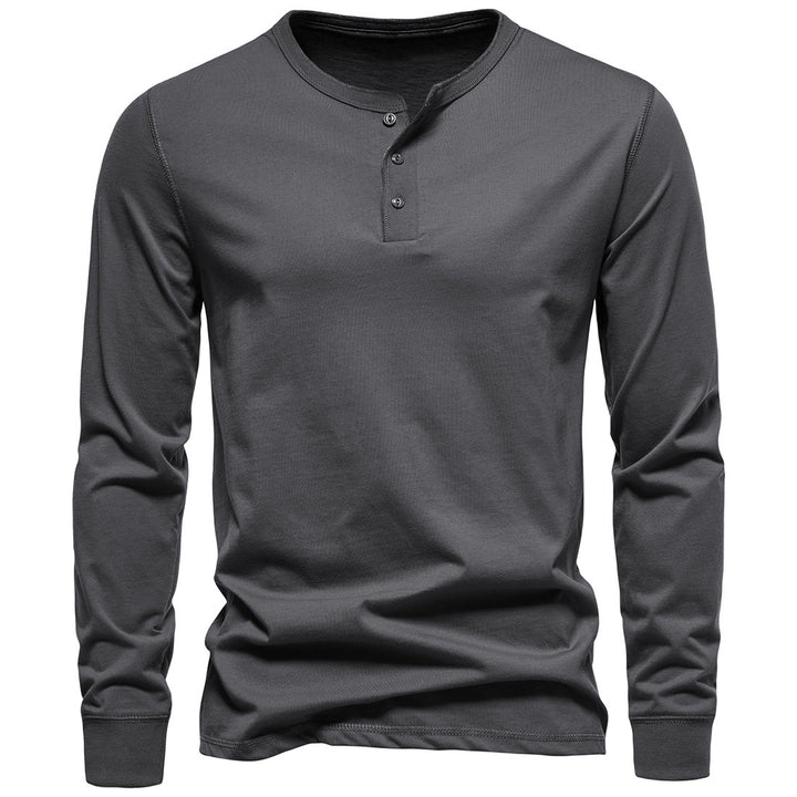 Herren Langarm Button-Up Henley Shirt Drune