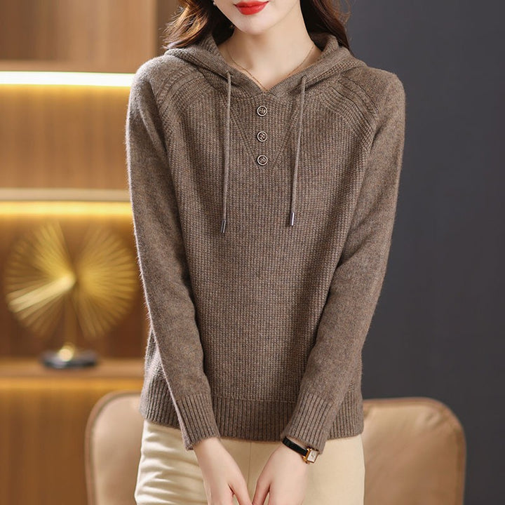 Damen Hoodie mit Knopfdetails und lässigem Schnitt Drune