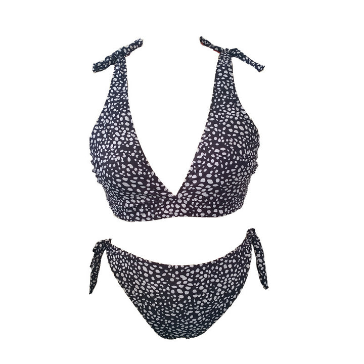 Damen Triangel-Bikini mit verspielten Schleifen und modischem Muster Drune