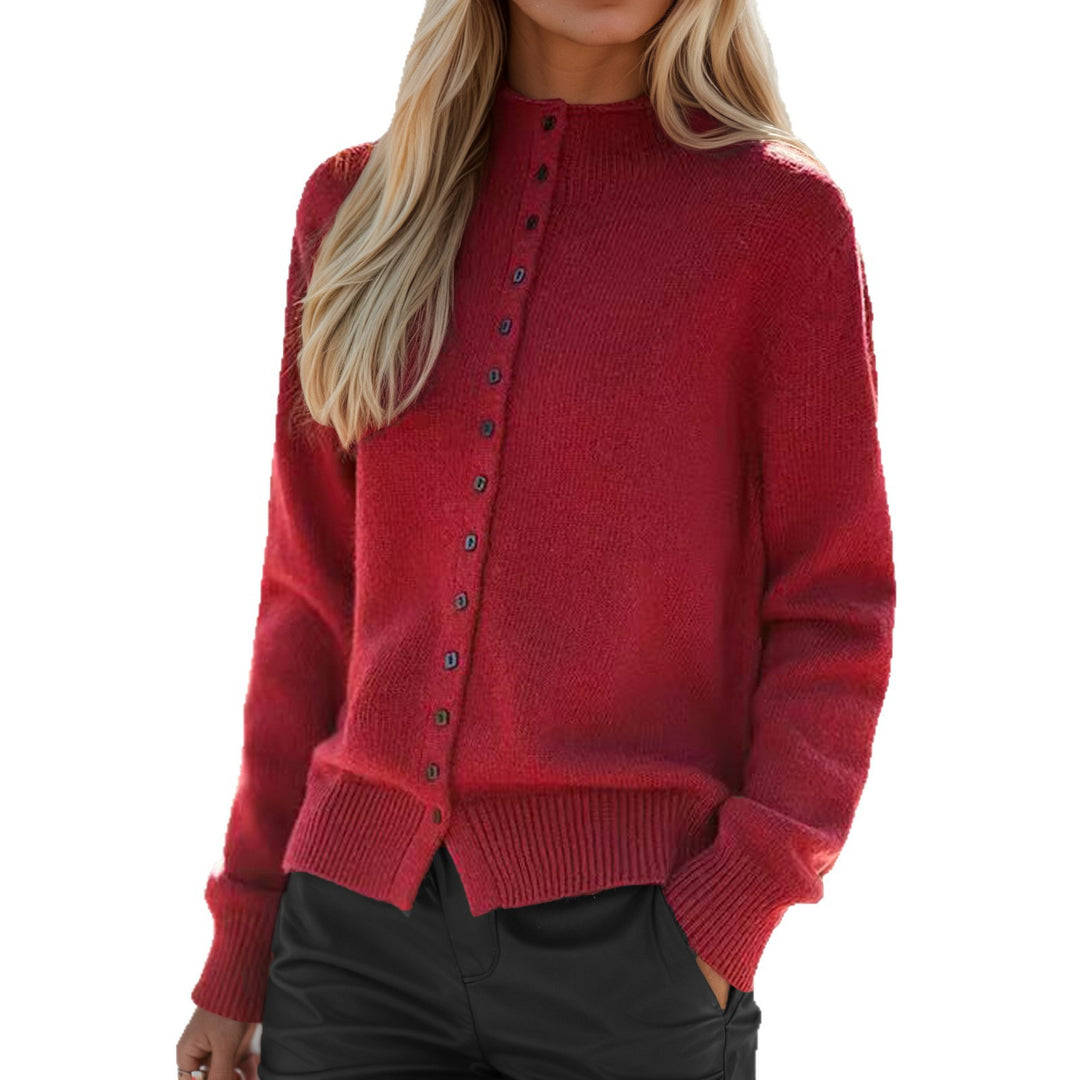 Damen Strickjacke mit dekorativen Knöpfen und hochgeschlossenem Kragen Drune