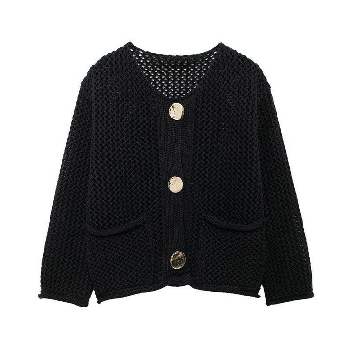 Damen Strickjacke mit offener Maschenstruktur und komfortablen Taschen Drune