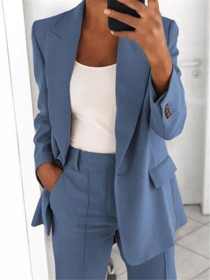 Damen nan Business-Blazer-Set mit strukturierter Oversize-Silhouette, Reverskragen und Bundfaltenhose Drune