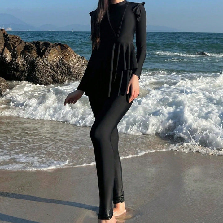 Damen modischer Schwimmanzug mit Rüschendetails Drune