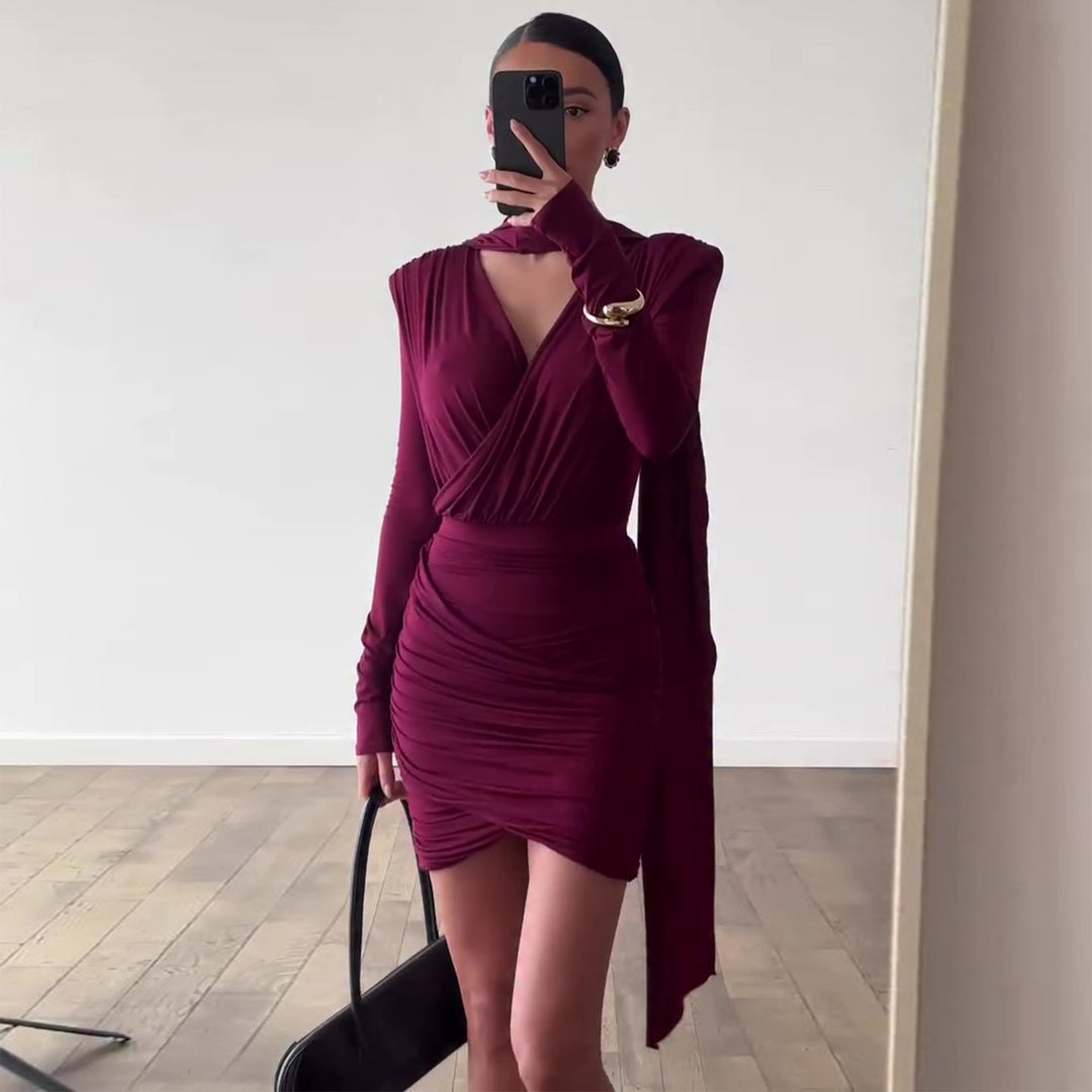 Damen Wickelkleid mit asymmetrischem Saum und raffiniertem Oberteil Drune