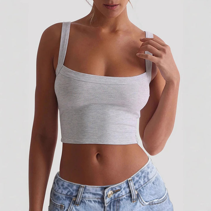 Damen Crop-Top mit quadratischem Ausschnitt und elastischem Material Drune