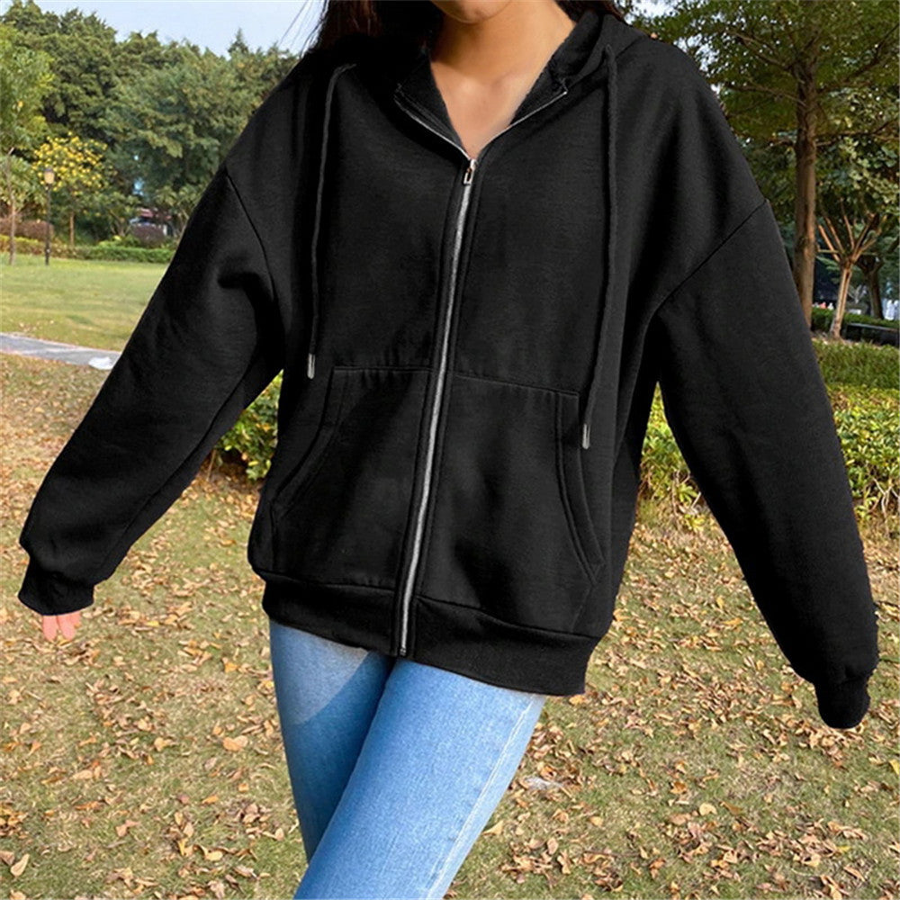Damen lässiger Kapuzenpullover mit Reißverschluss Drune