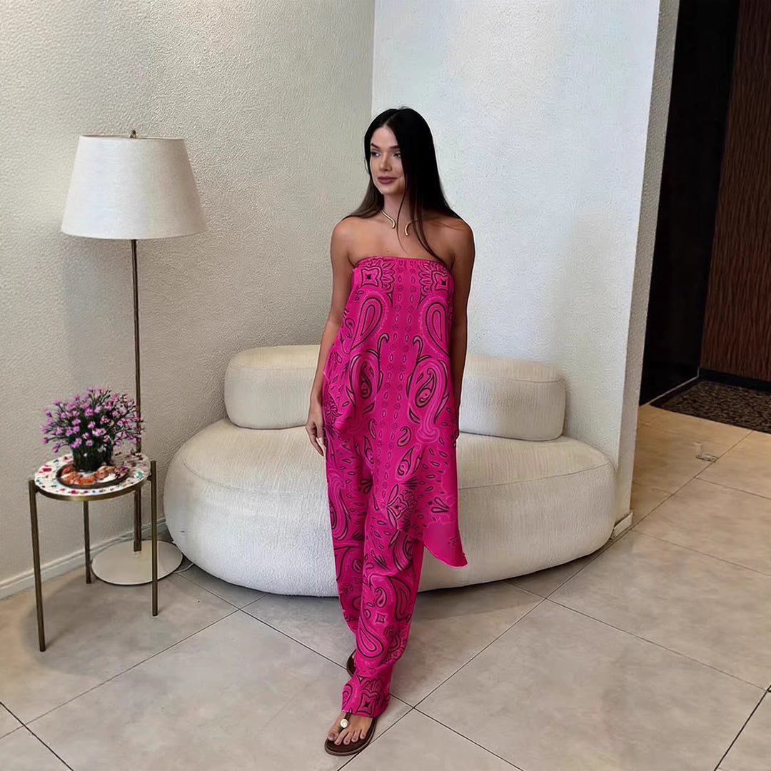 Damen lässiger Jumpsuit mit weitem Schnitt und stylischem Muster Drune