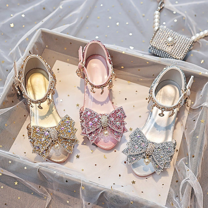 Mädchen Elegante und funkelnde Sandalen mit großen Schleifen Drune