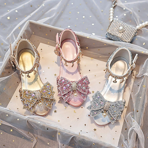 Mädchen Elegante und funkelnde Sandalen mit großen Schleifen Drune
