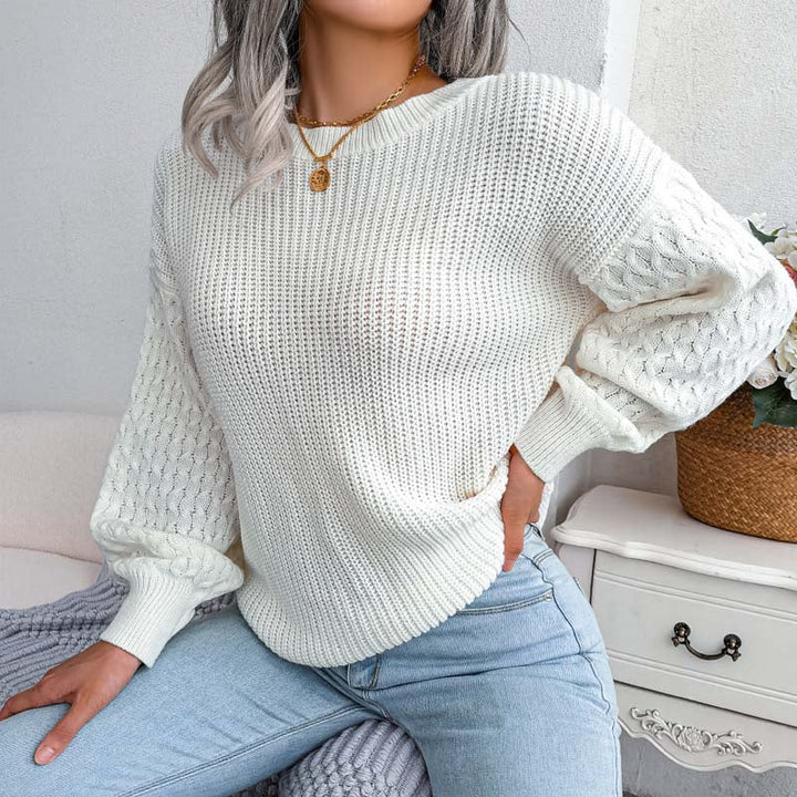 Drune | Schlichter Pullover Aus Einfarbigem Strickdesign