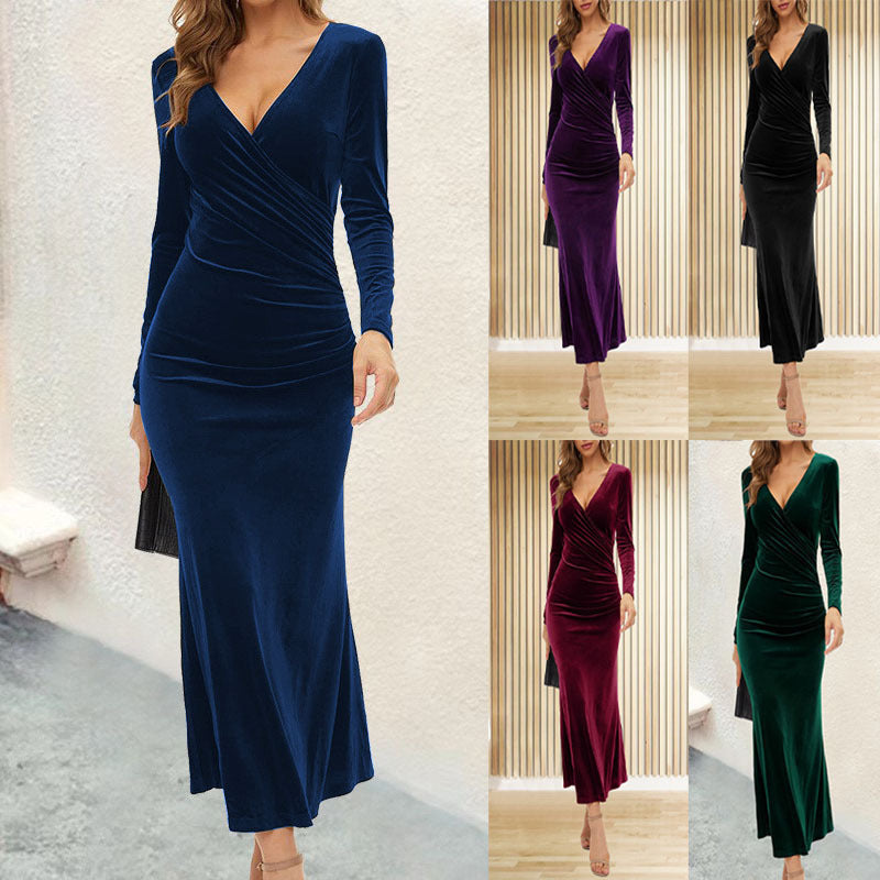 Damen Maxikleid mit elegantem Wickelausschnitt und formschmeichelndem Design Drune