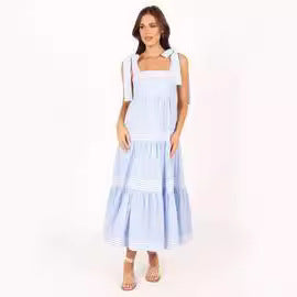 Damen Maxikleid mit verstellbaren Trägern und Rüschendetails Drune