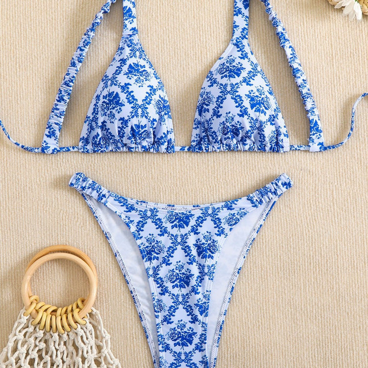 Damen Triangel-Bikini mit dekorativen Rüschen Drune