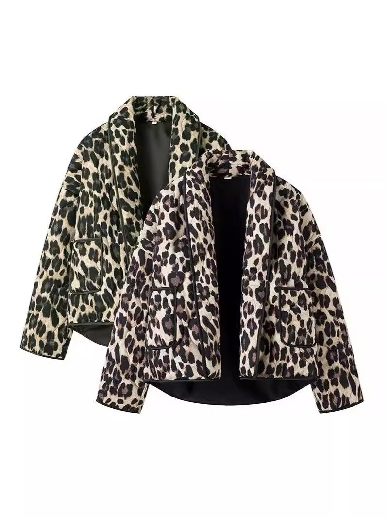 Damen modische Leo-Jacke im lässigen Schnitt mit praktischen Taschen Drune