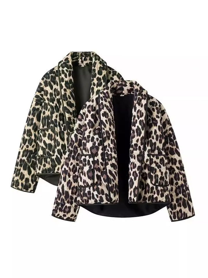 Damen modische Leo-Jacke im lässigen Schnitt mit praktischen Taschen Drune