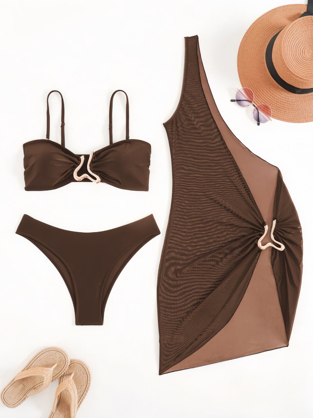 Damen Bikini-Set mit modernem Wickelrock und elastischem Oberteil Drune