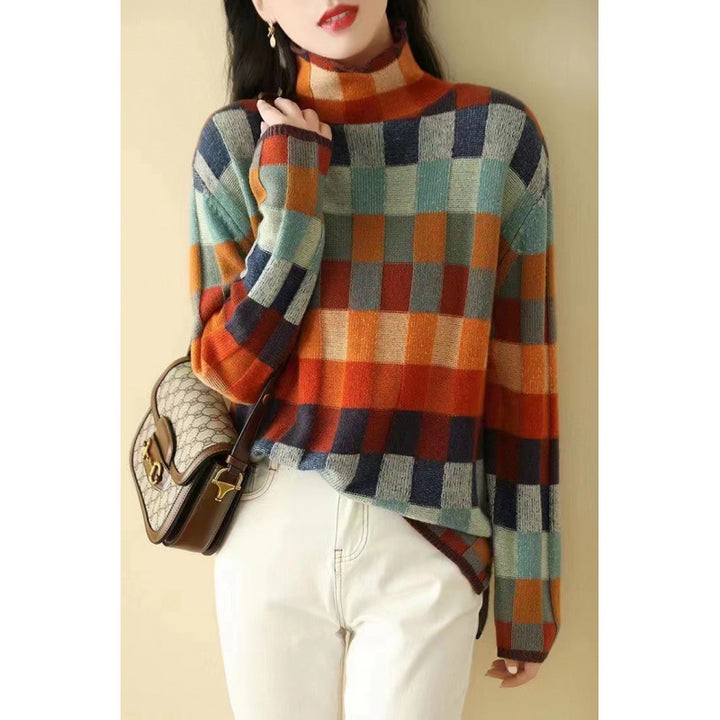 Damen oversized Pullover im Karomuster Drune