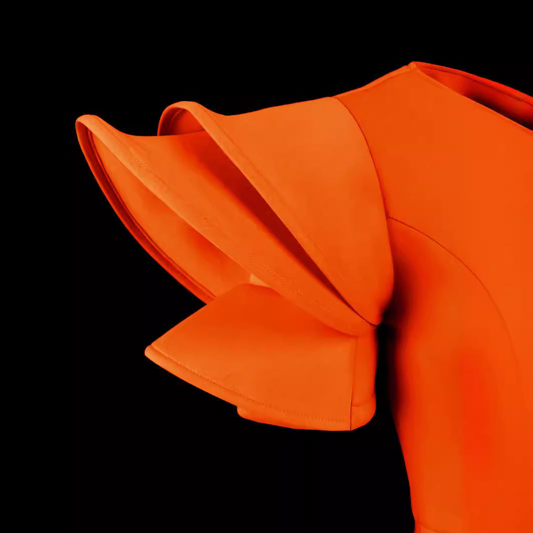 Damen figurbetontes Abendkleid mit asymmetrischem Ausschnitt und voluminösem Rüschenelement Drune