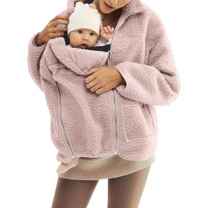 Damen nan oversized Teddyfleece Jacke mit Stehkragen und durchgehendem Reißverschluss Drune