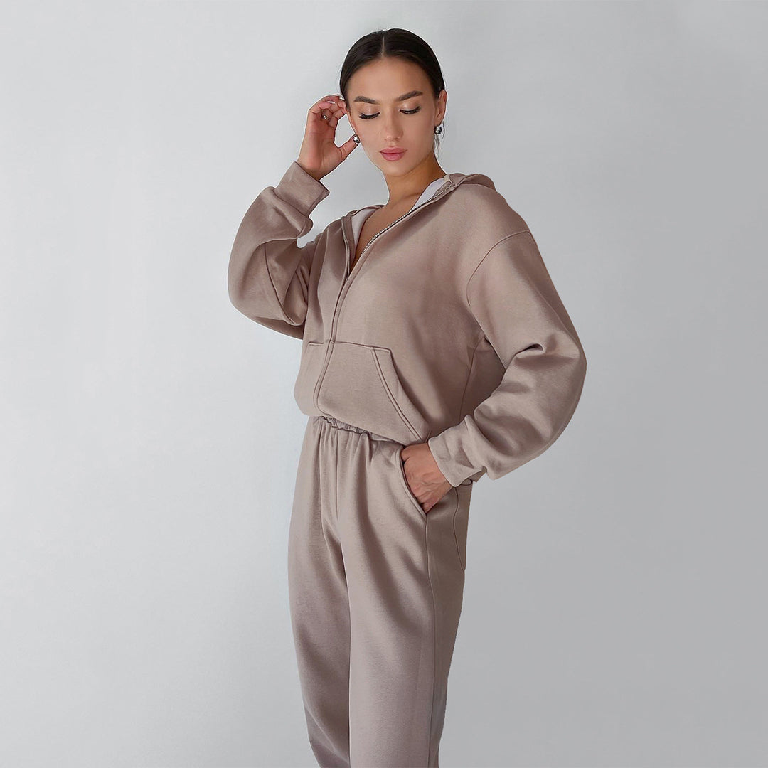 Damen bequemer Fleece-Jumpsuit mit Reißverschluss Drune