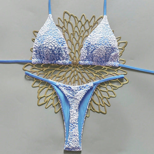 Damen Triangel-Bikini mit strukturierter Häkeloptik Drune