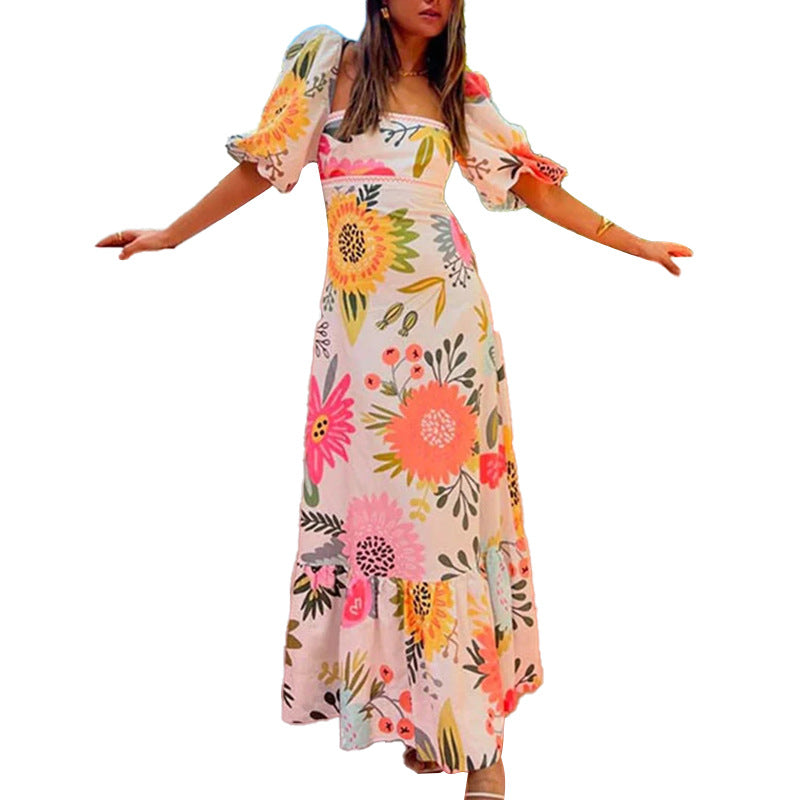 Damen Maxi-Kleid mit floralen Mustern Drune