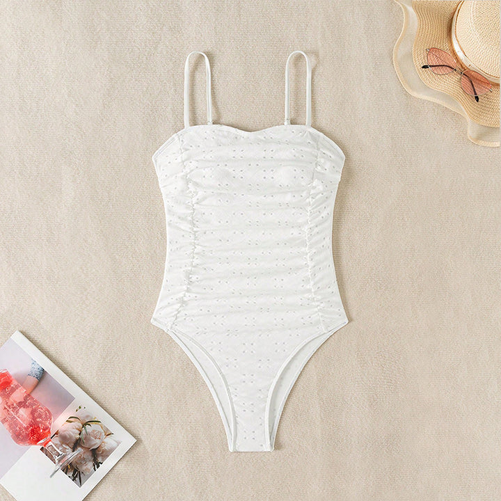 Damen eleganter Einteiler Badeanzug mit Raffungen Drune