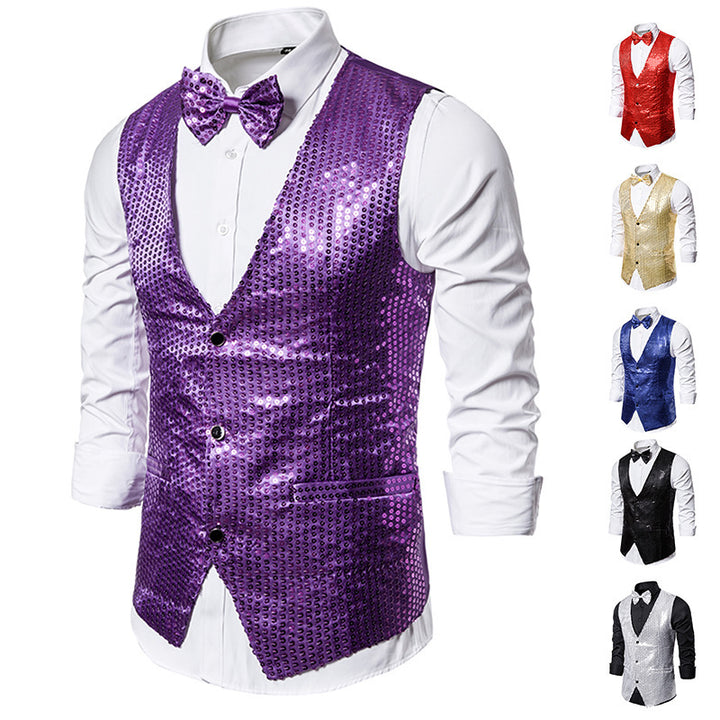 Herren stilvolle Pailletten-Weste Drune