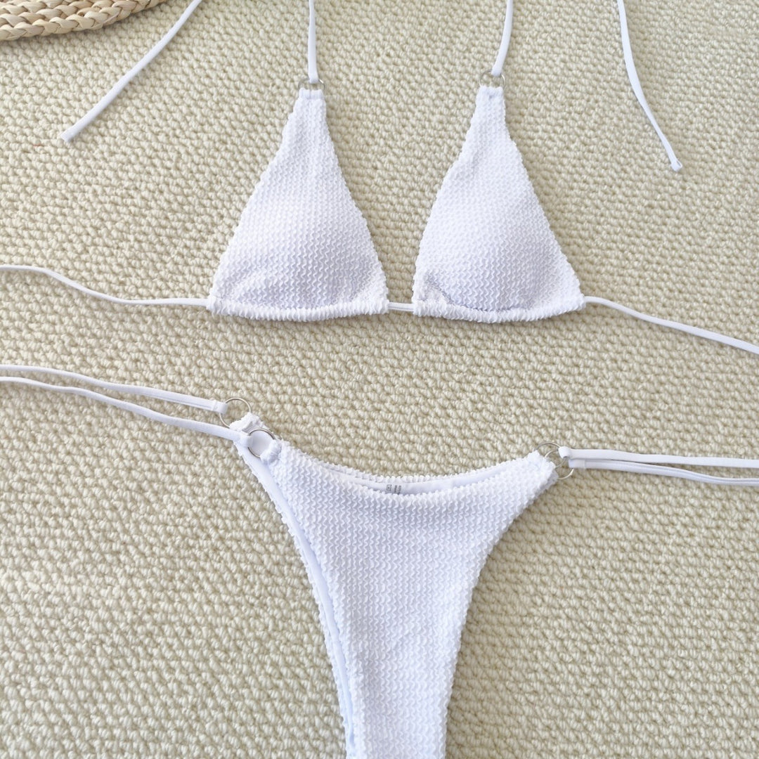 Damen Triangel-Bikini mit strukturiertem Gewebe und eleganten Ringverzierungen Drune