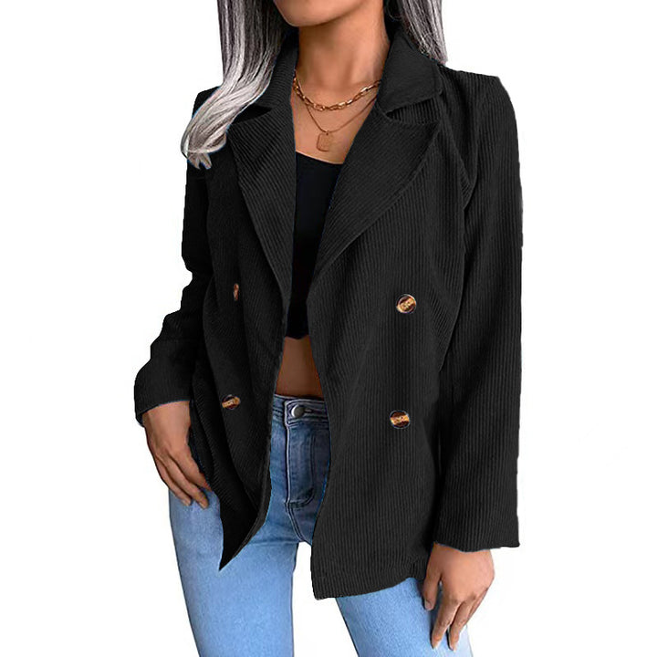 Damen modische Cordjacke mit doppelter Knopfleiste Drune