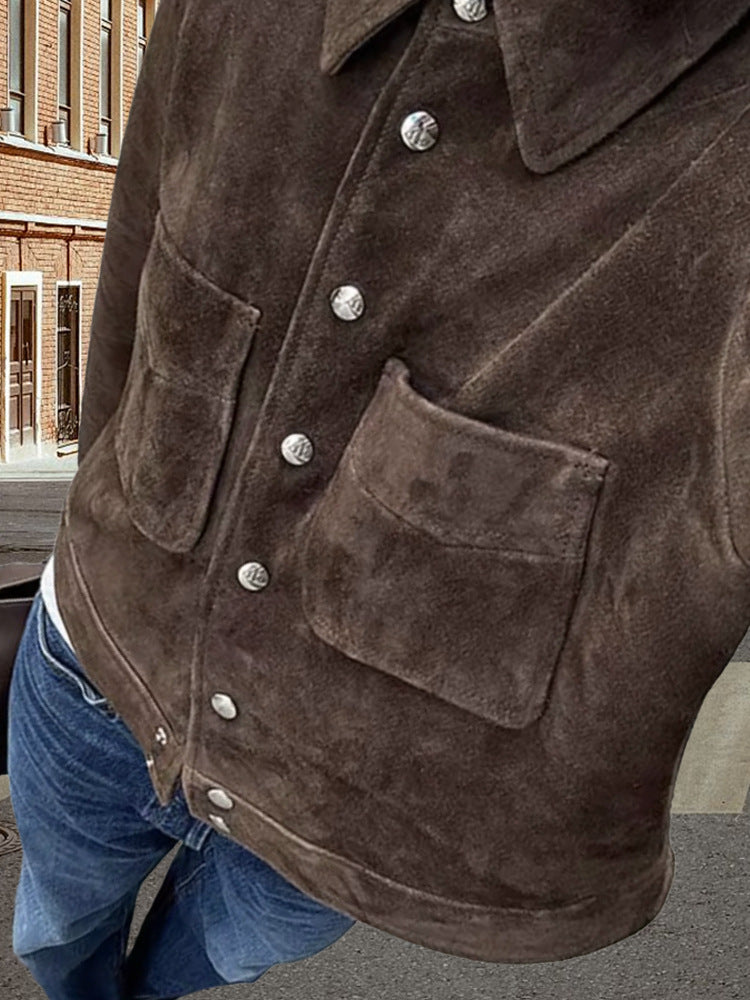 Damen Modische Wildlederjacke mit praktischen Klappentaschen Drune